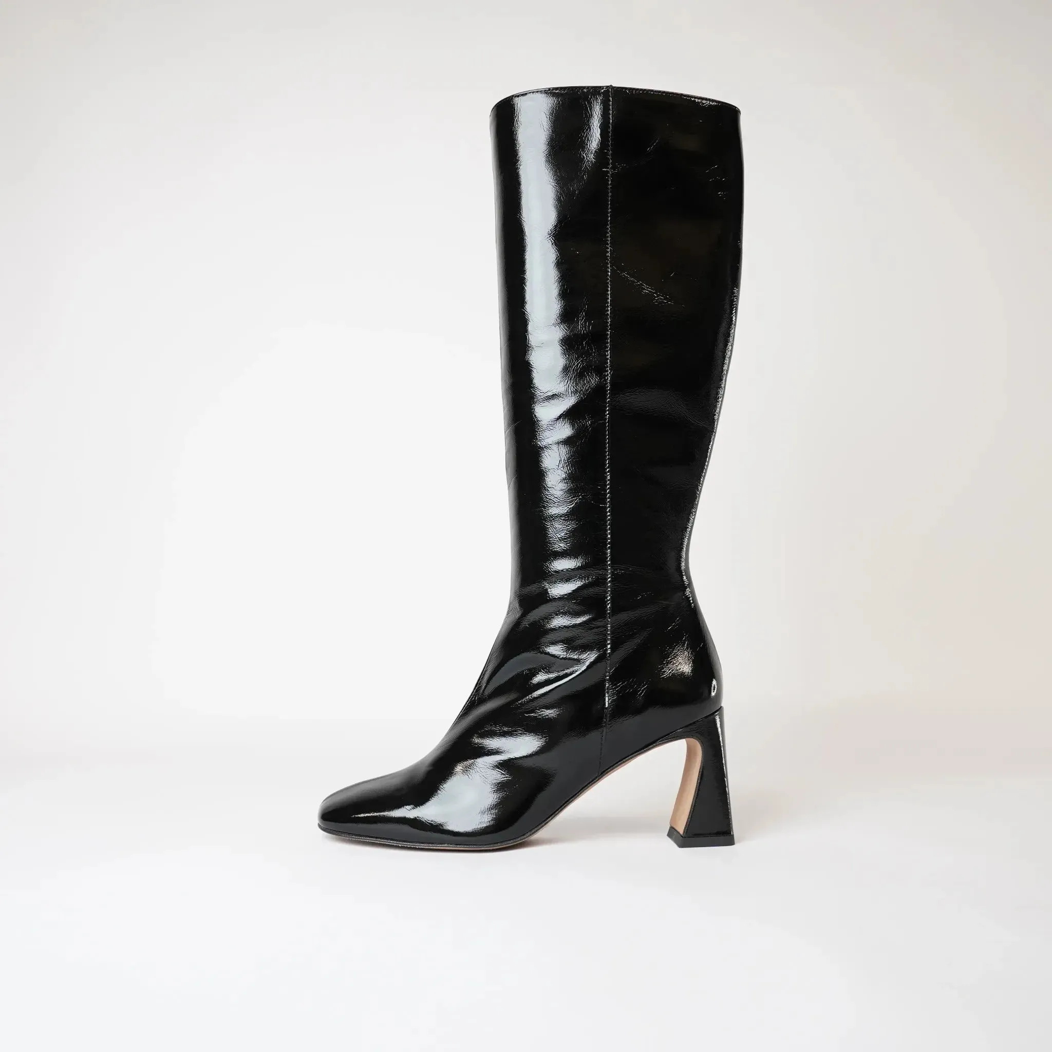 Ag-23596 Black Patent Knee High Boots