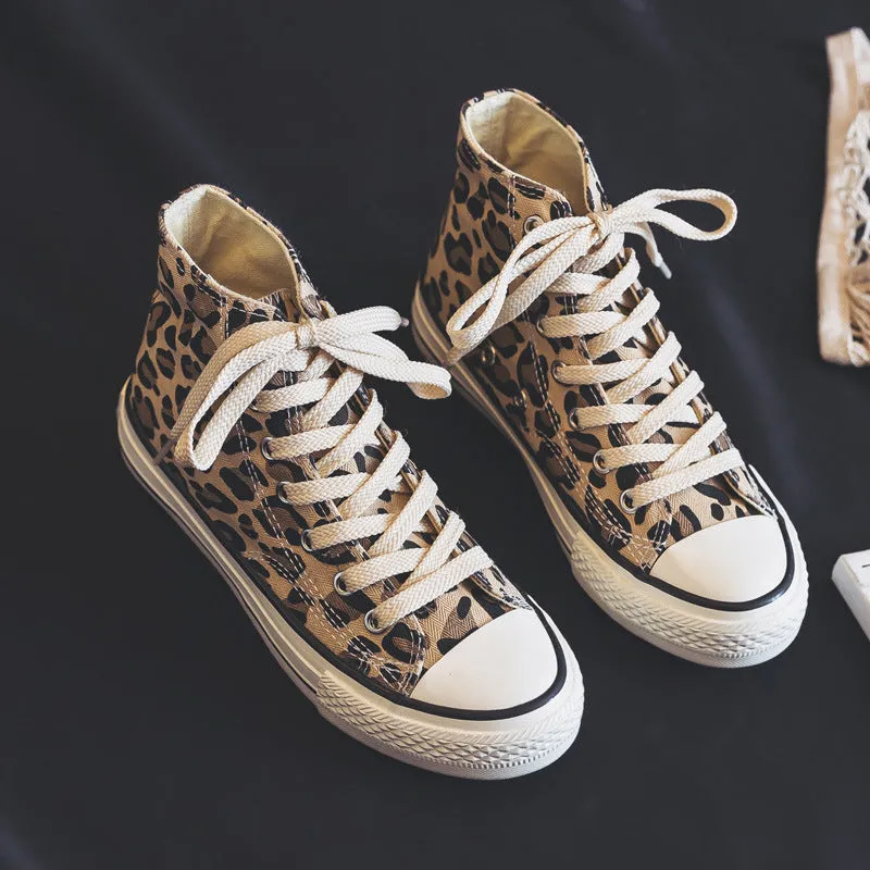 Attractive Women's Spring Leopard Print Korean Canvas Shoes