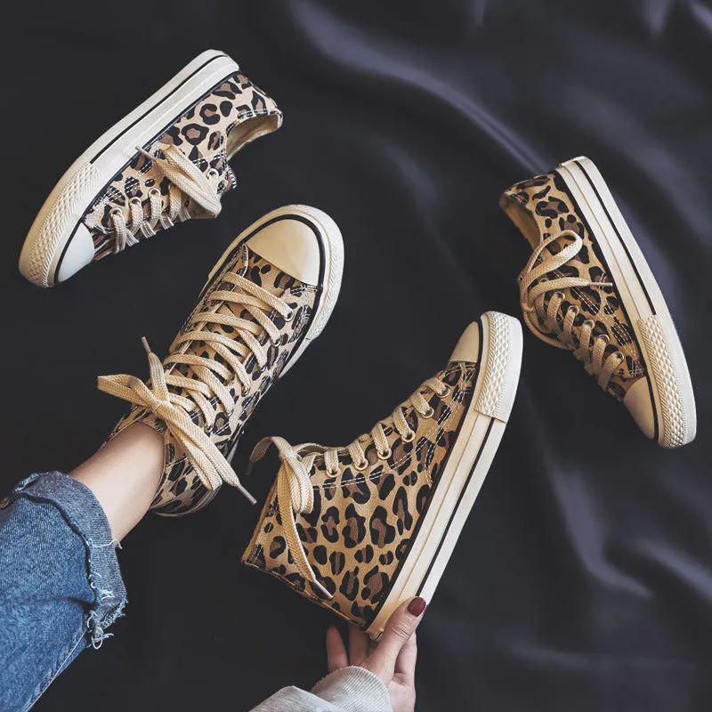 Attractive Women's Spring Leopard Print Korean Canvas Shoes