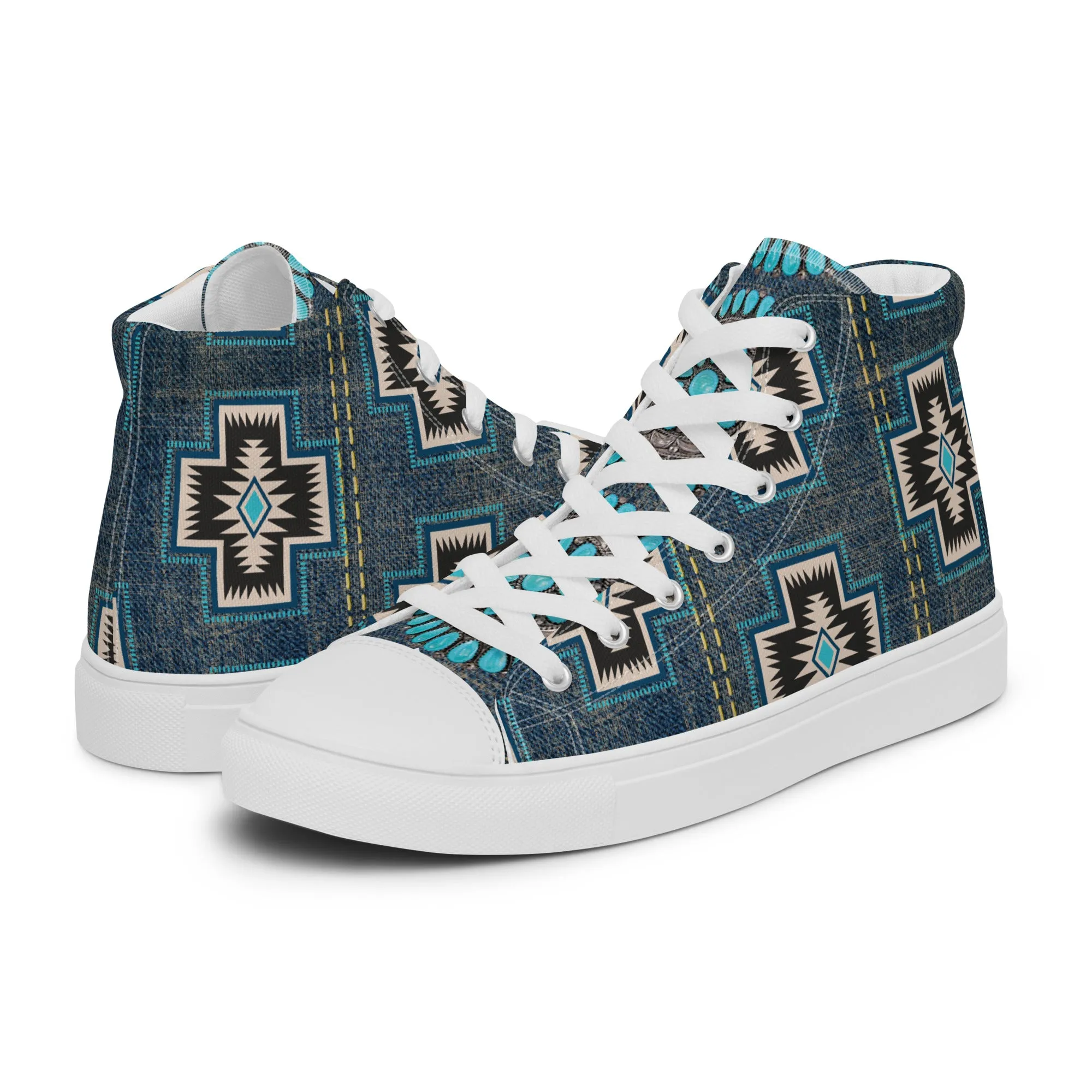 Aztec Cross Women’s high top canvas shoes