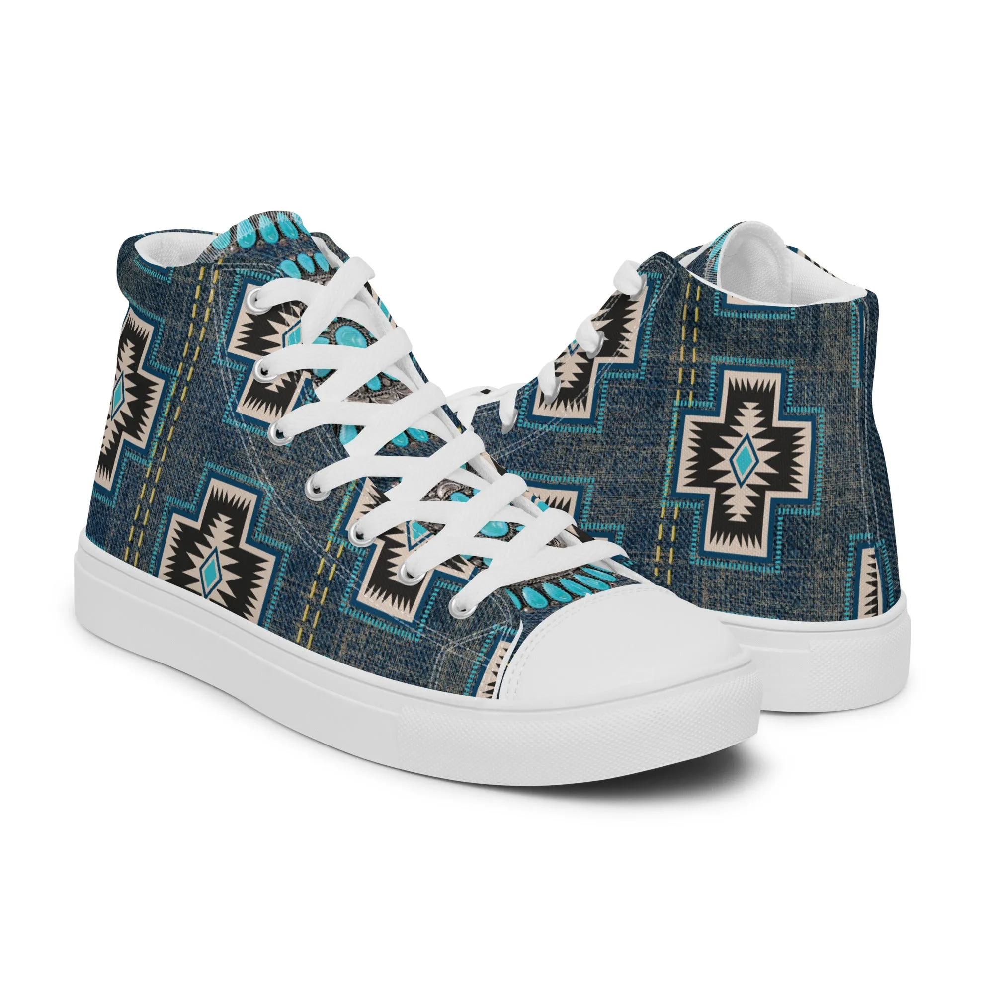 Aztec Cross Women’s high top canvas shoes