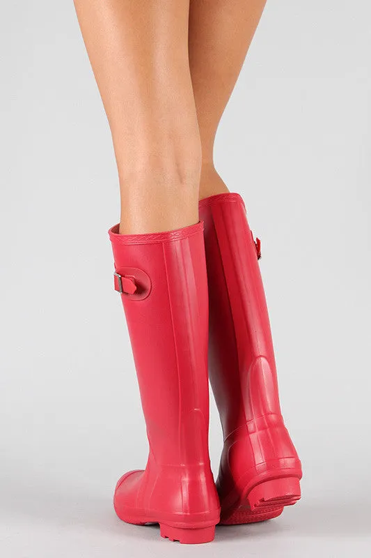 Bamboo Round Toe Knee High Rain Boot