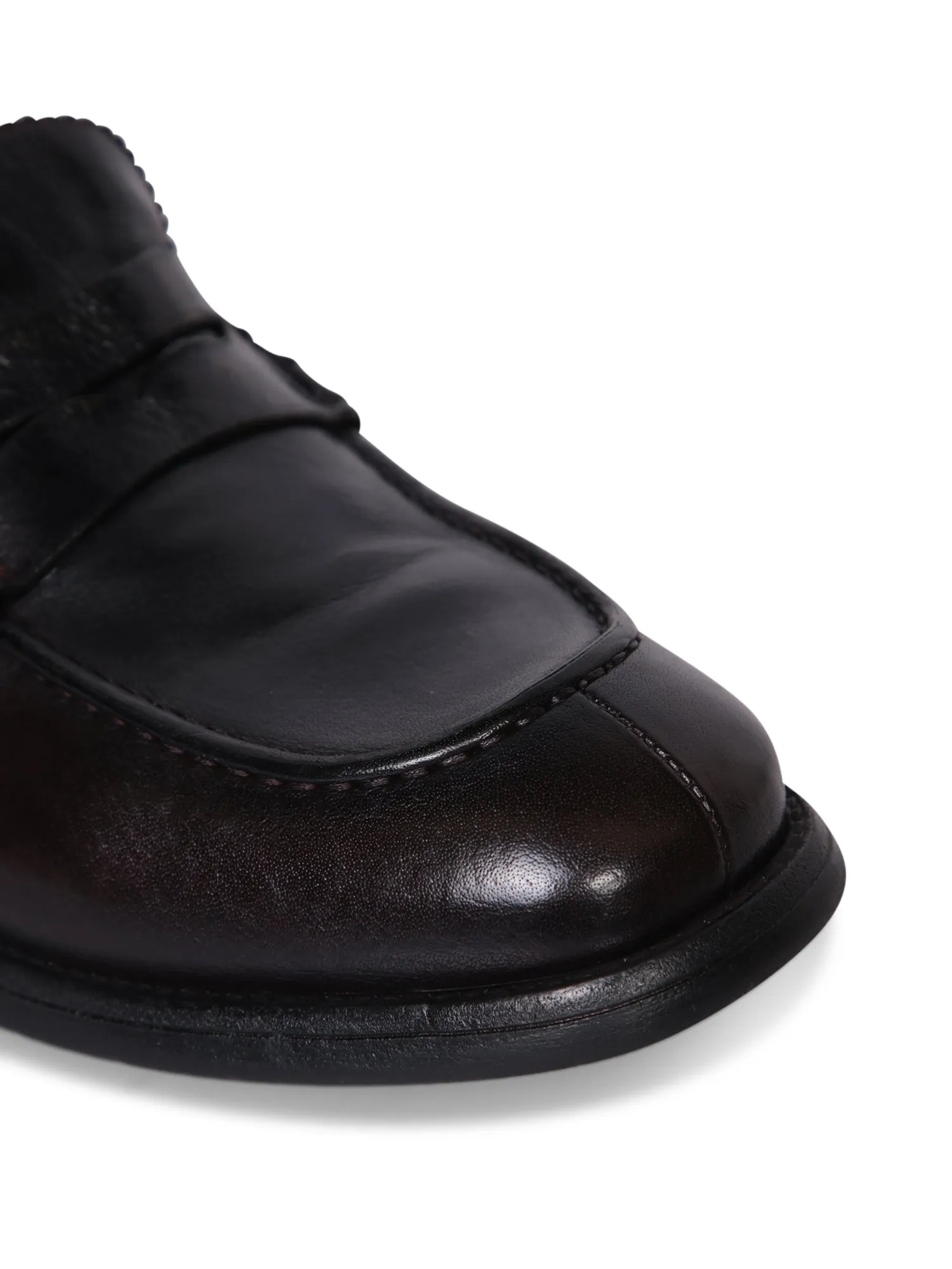 Black leather Penny loafers