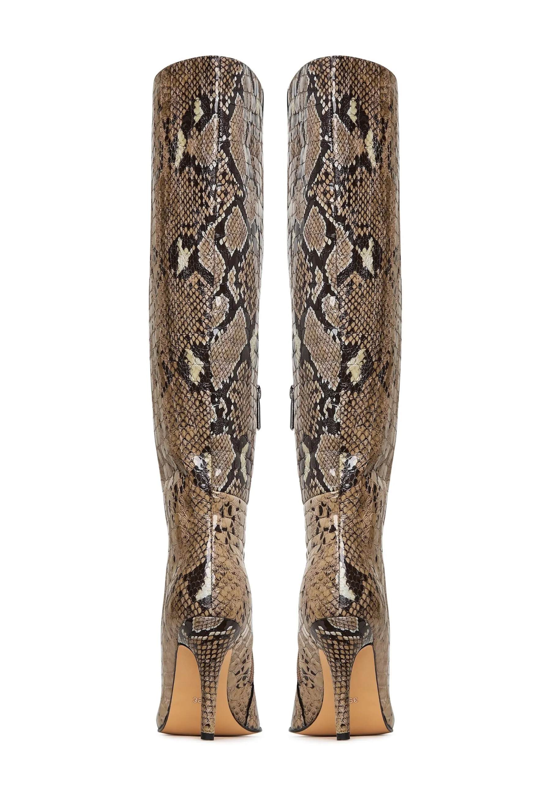 Bold Snake Print Knee-High Boots - Animal Print High Heel Footwear- Leopard