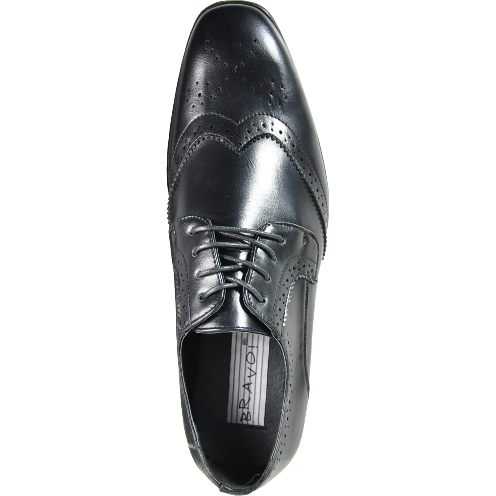 BRAVO Men Dress Shoe KING-2 Wingtip Oxford Shoe Black