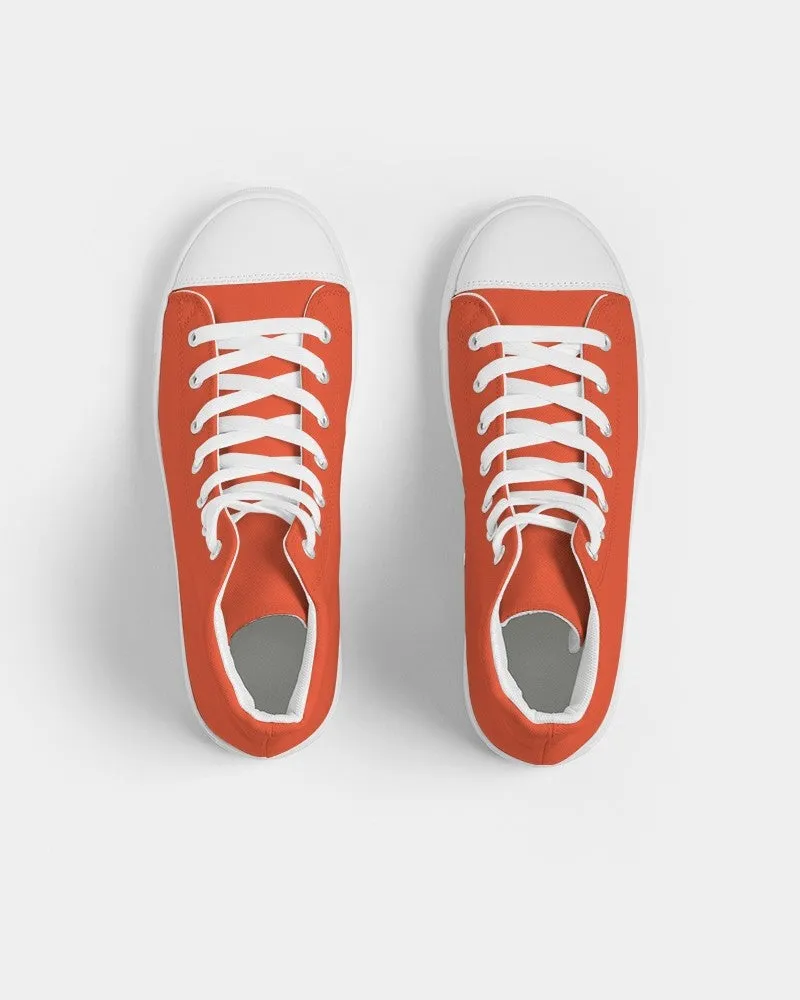 Bright Red Orange Women's High-top Canvas Sneakers | Women's | Bright Pure Red Orange | C0M88Y100K0