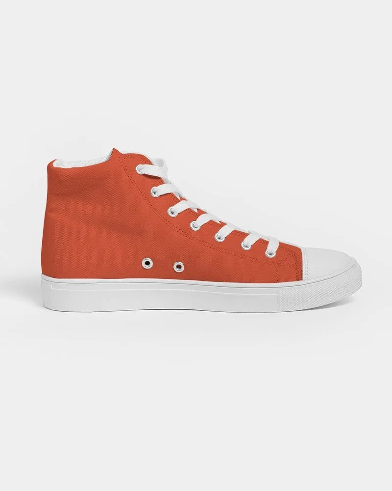 Bright Red Orange Women's High-top Canvas Sneakers | Women's | Bright Pure Red Orange | C0M88Y100K0