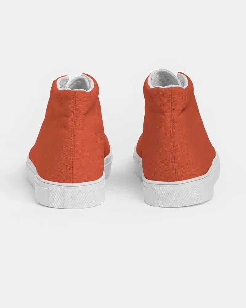 Bright Red Orange Women's High-top Canvas Sneakers | Women's | Bright Pure Red Orange | C0M88Y100K0