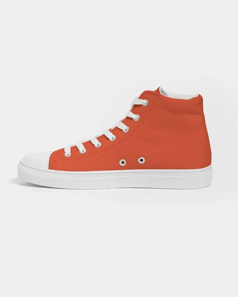 Bright Red Orange Women's High-top Canvas Sneakers | Women's | Bright Pure Red Orange | C0M88Y100K0