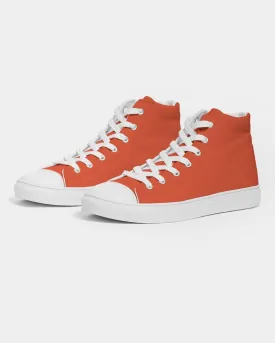 Bright Red Orange Women's High-top Canvas Sneakers | Women's | Bright Pure Red Orange | C0M88Y100K0