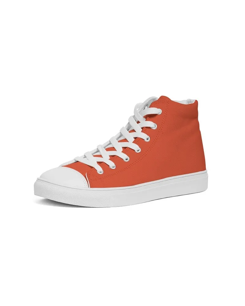 Bright Red Orange Women's High-top Canvas Sneakers | Women's | Bright Pure Red Orange | C0M88Y100K0