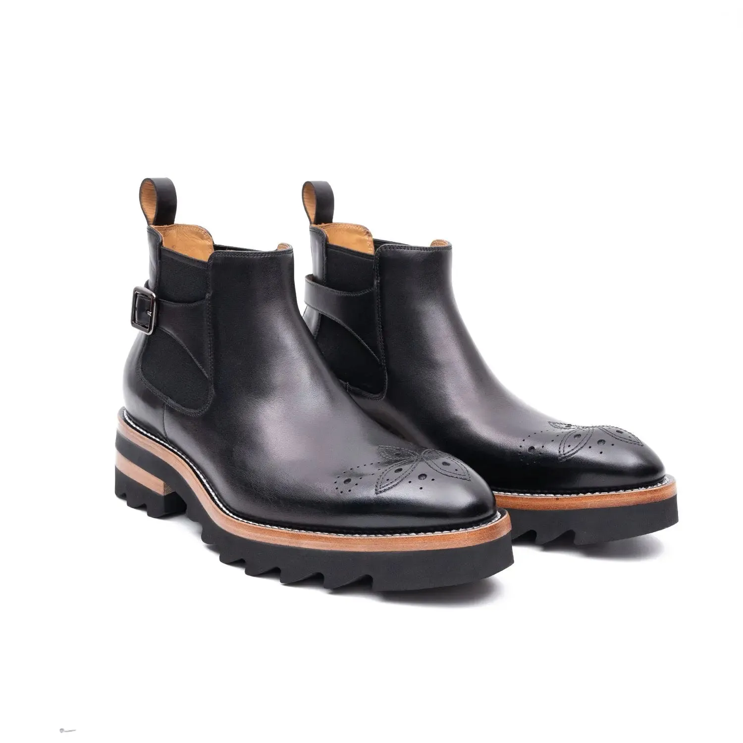 Brogue Chelsea Boots Black