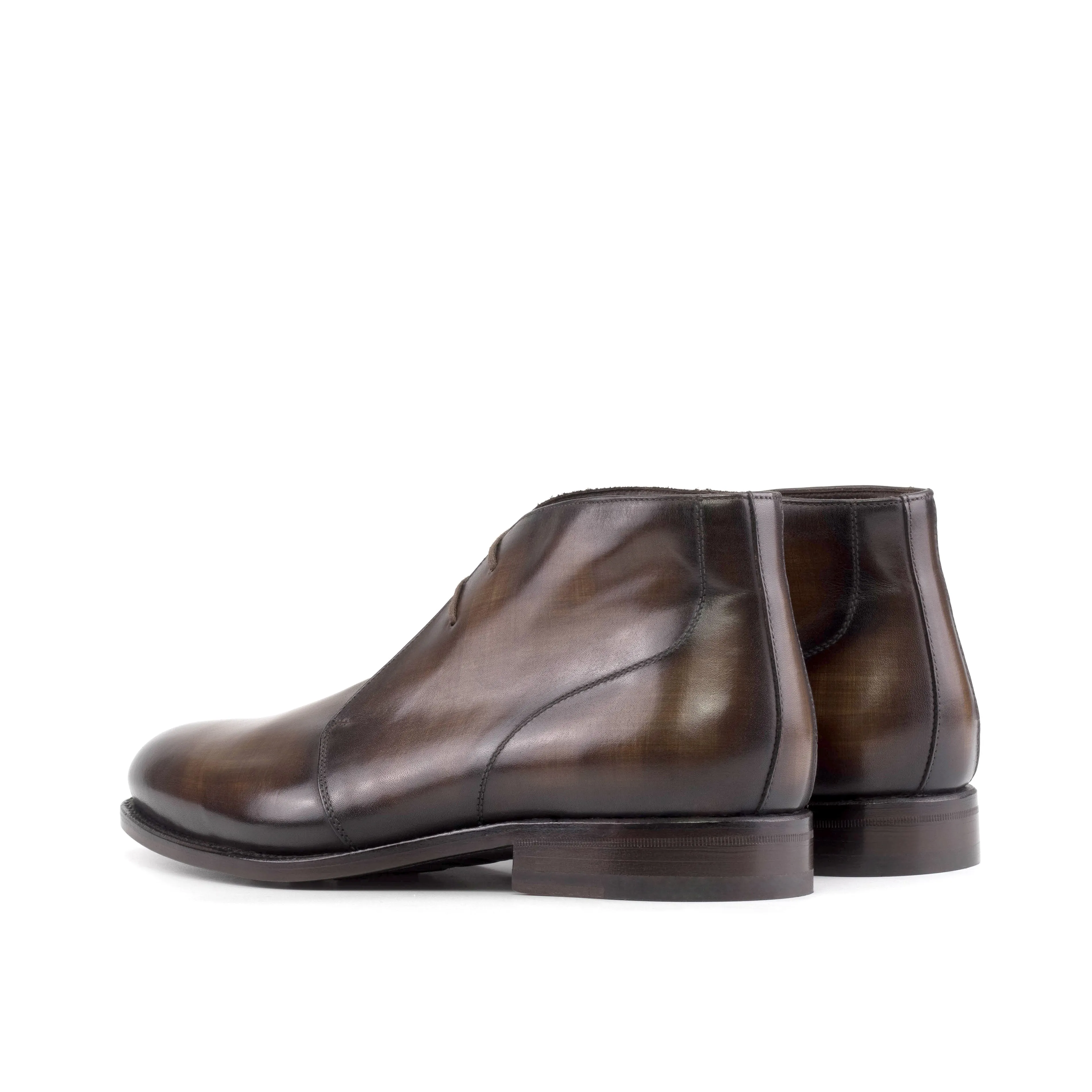 Brown Patina Leather Chukka Boots