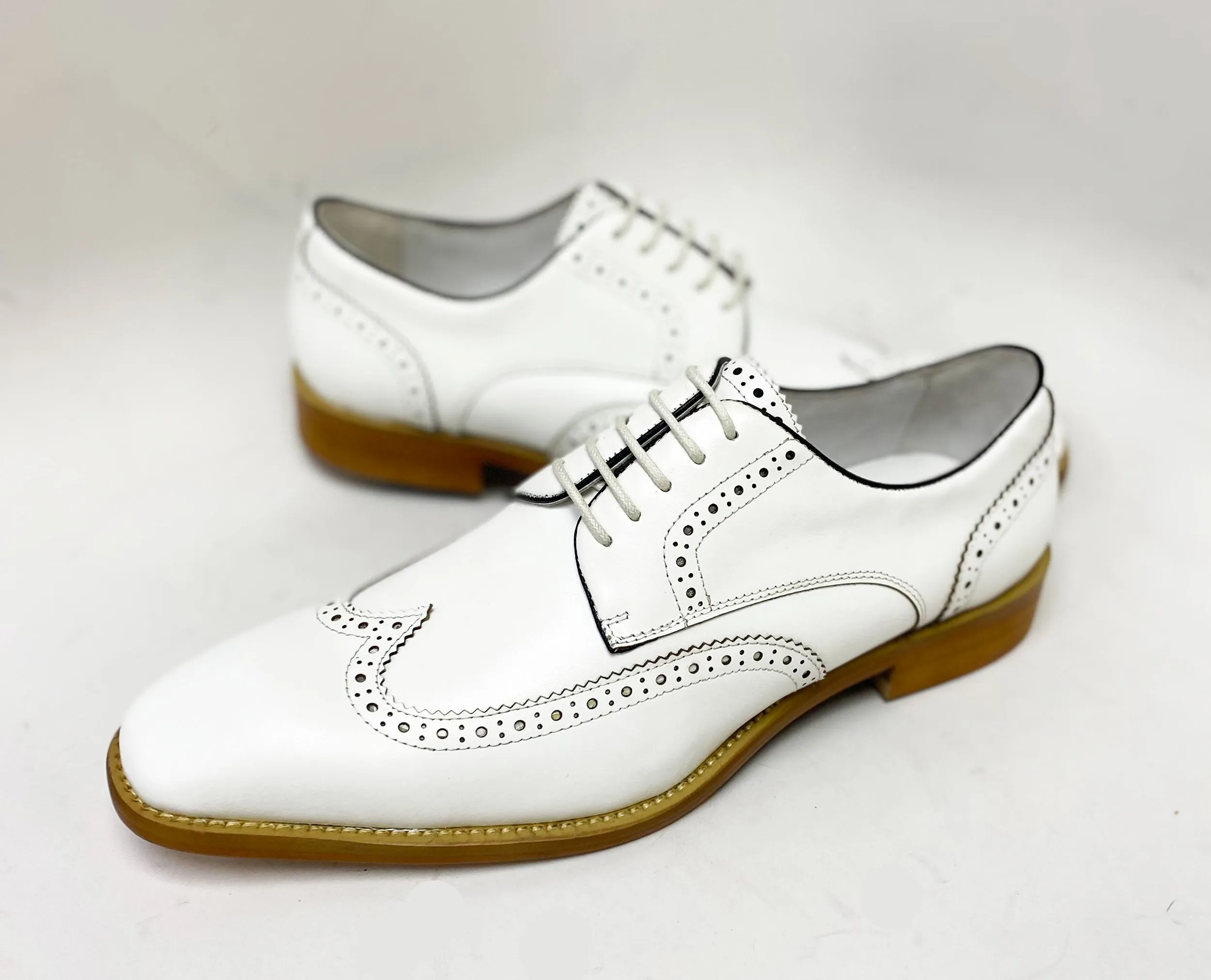 Burnished Leather Lace-Up Shoe White