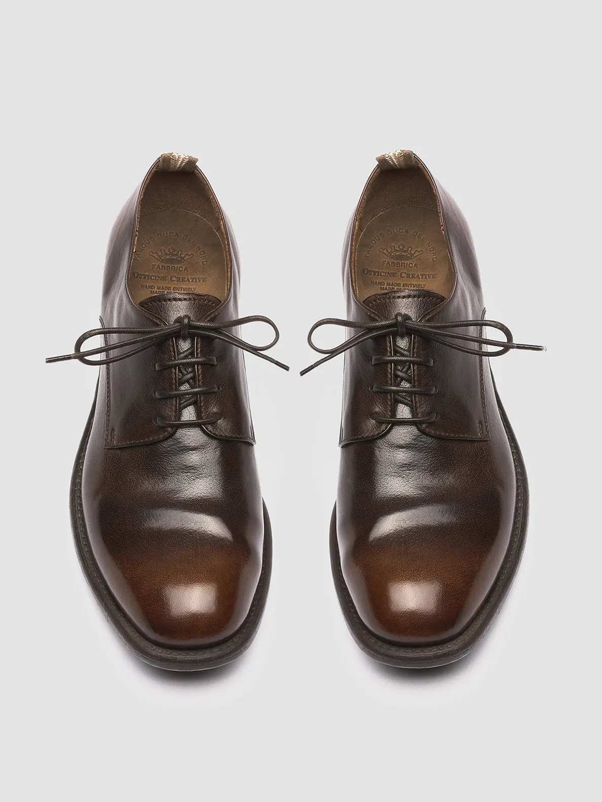 CALIXTE 001 - Brown Leather Derby Shoes