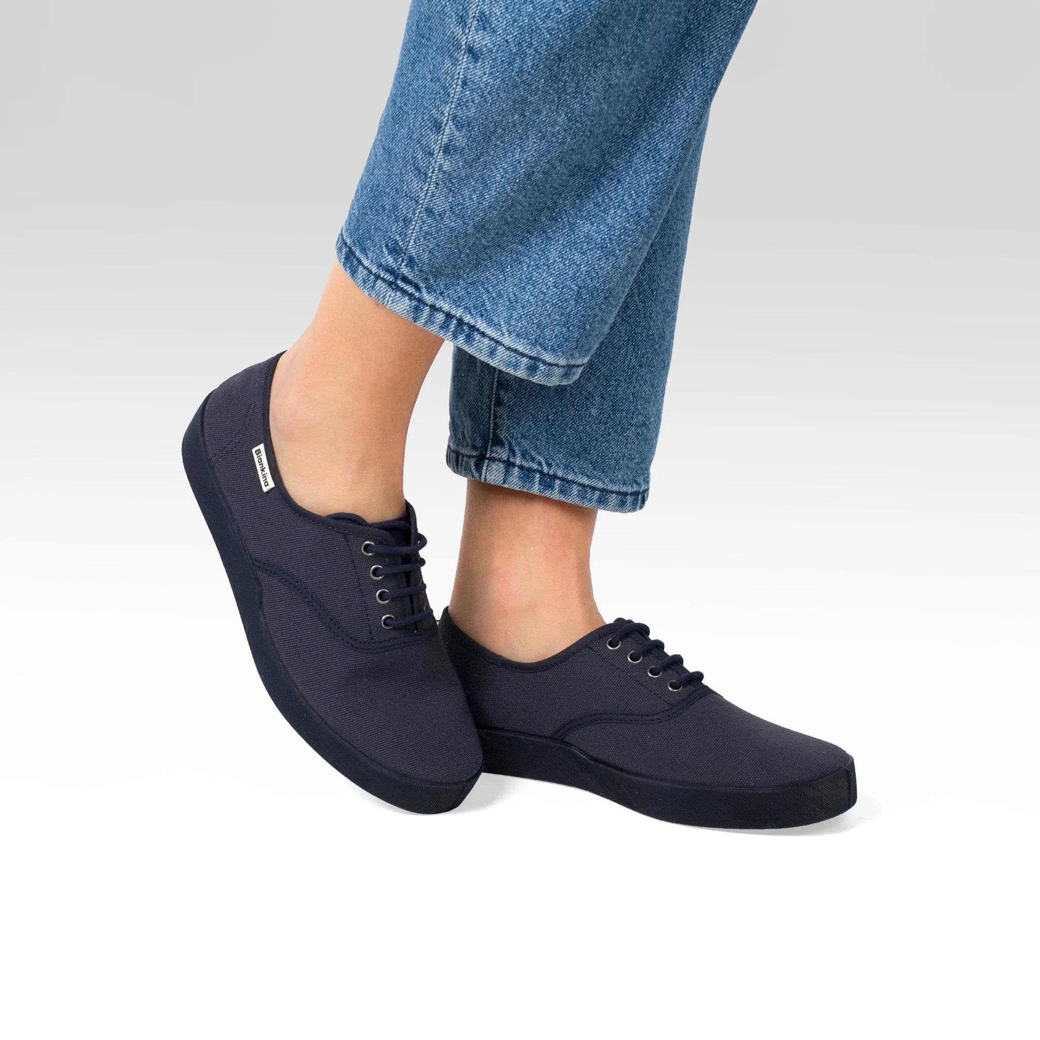 Capri Organic Cotton Canvas Plimsoll Sneakers - Navy Blue