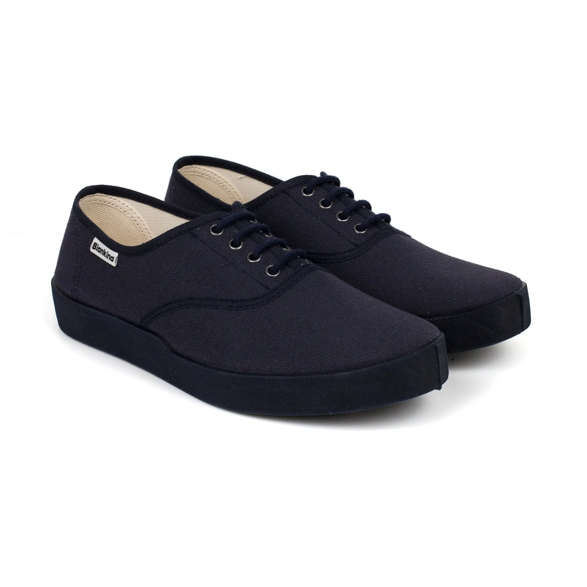 Capri Organic Cotton Canvas Plimsoll Sneakers - Navy Blue