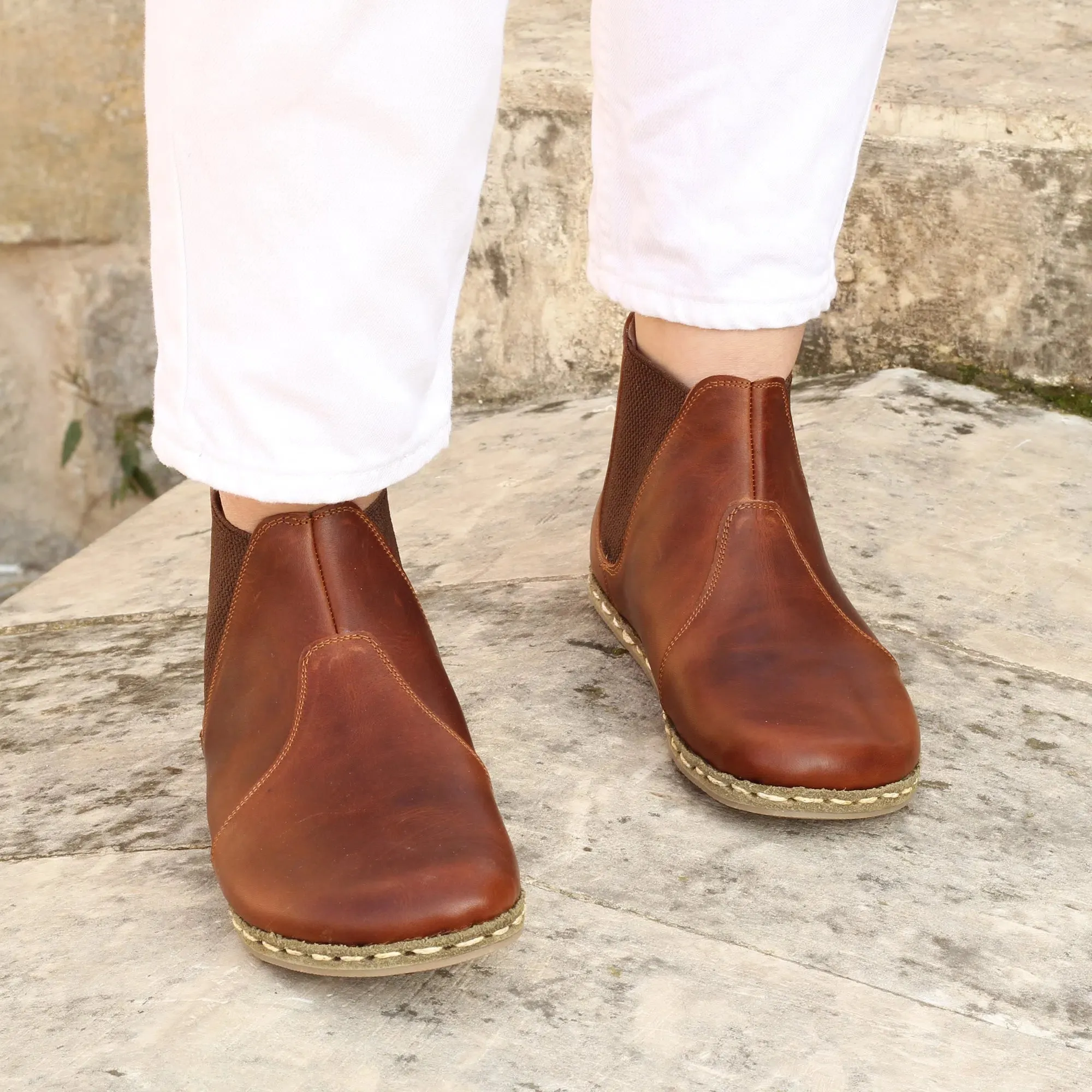 Chelsea Barefoot Boots Brown Handmade Women's