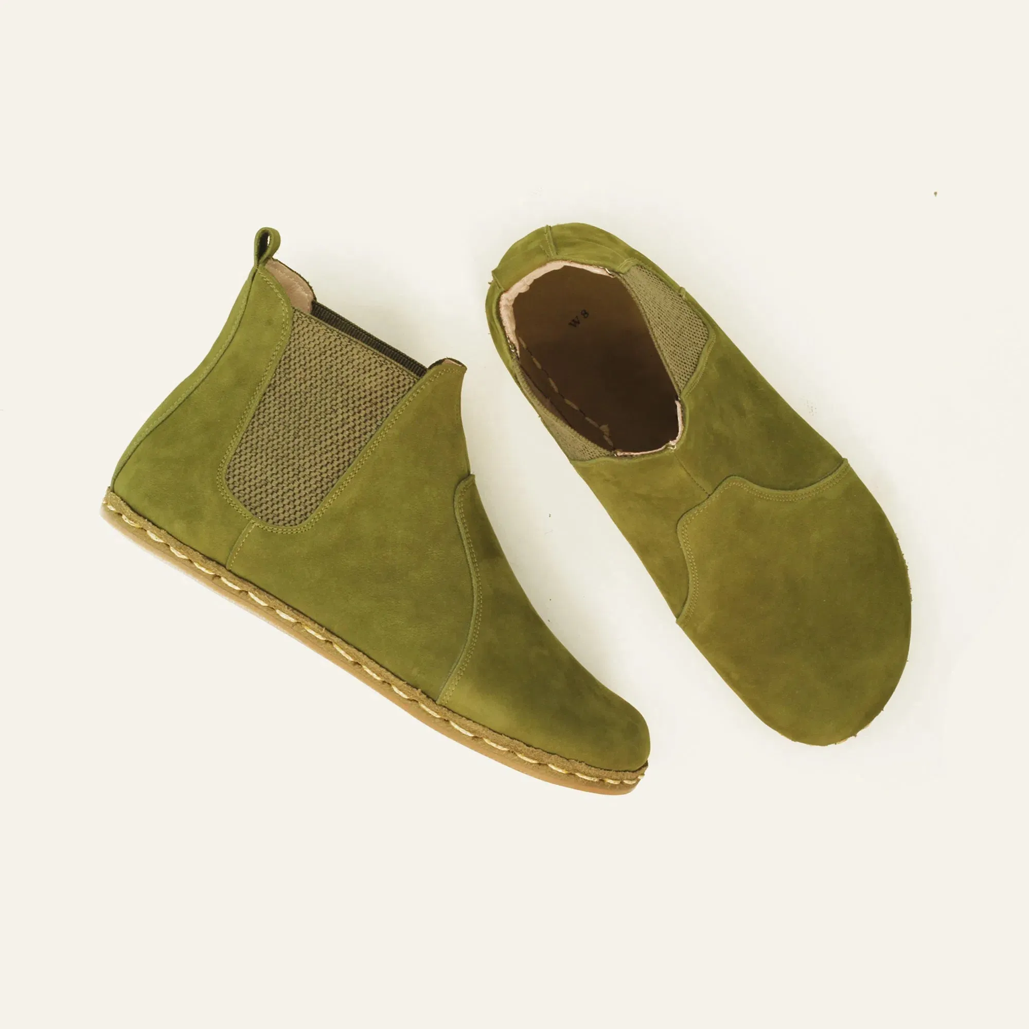 Chelsea Barefoot Boots Green Handmade Women's