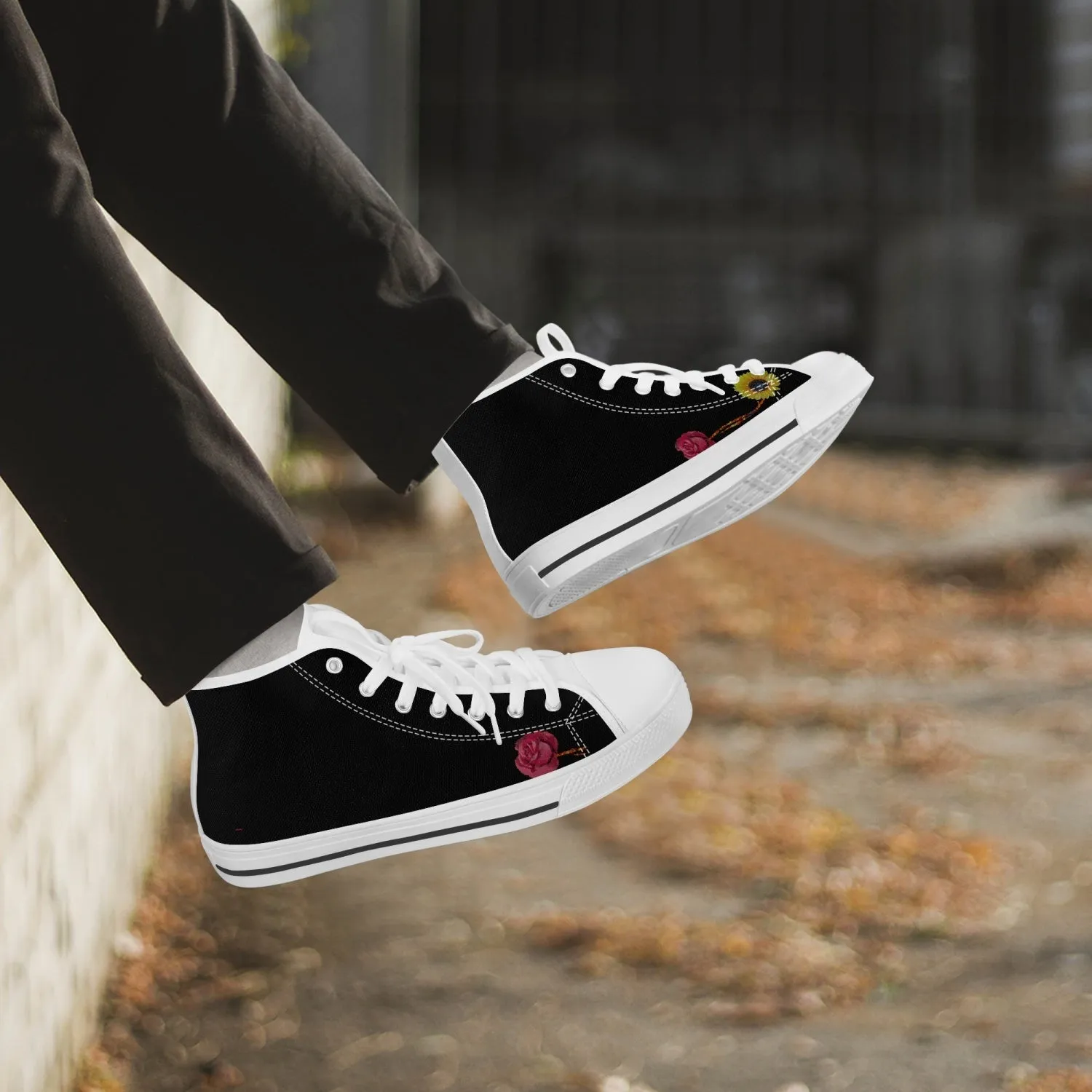 Classic High-Top Canvas Shoes - White/Black