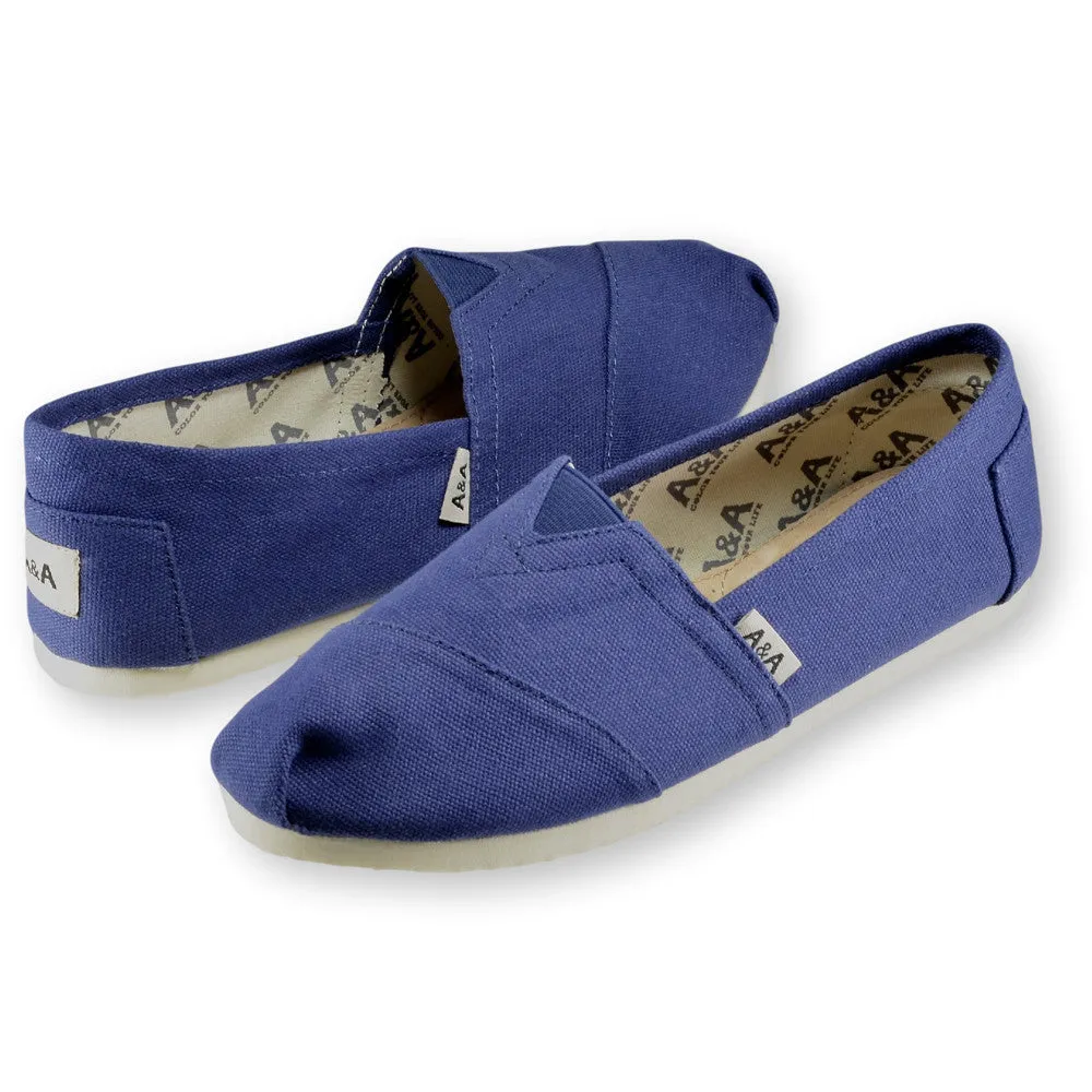 Classic Navy Blue Canvas Slip On Shoes Alpargatas (Unisex)