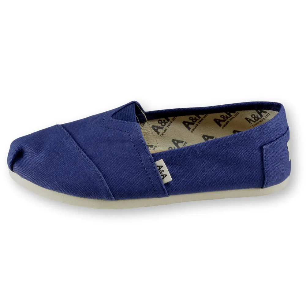 Classic Navy Blue Canvas Slip On Shoes Alpargatas (Unisex)