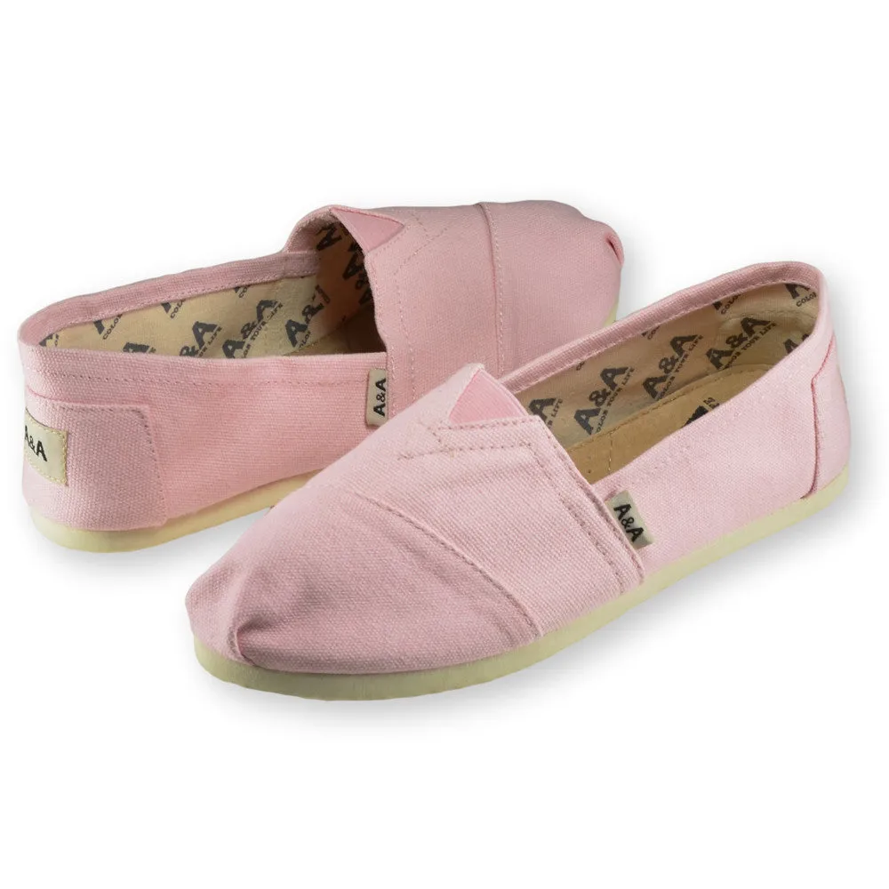 Classic Pink Canvas Slip On Shoes for Women