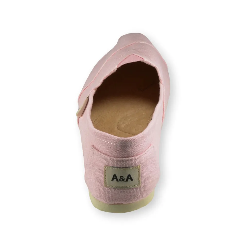 Classic Pink Canvas Slip On Shoes for Women