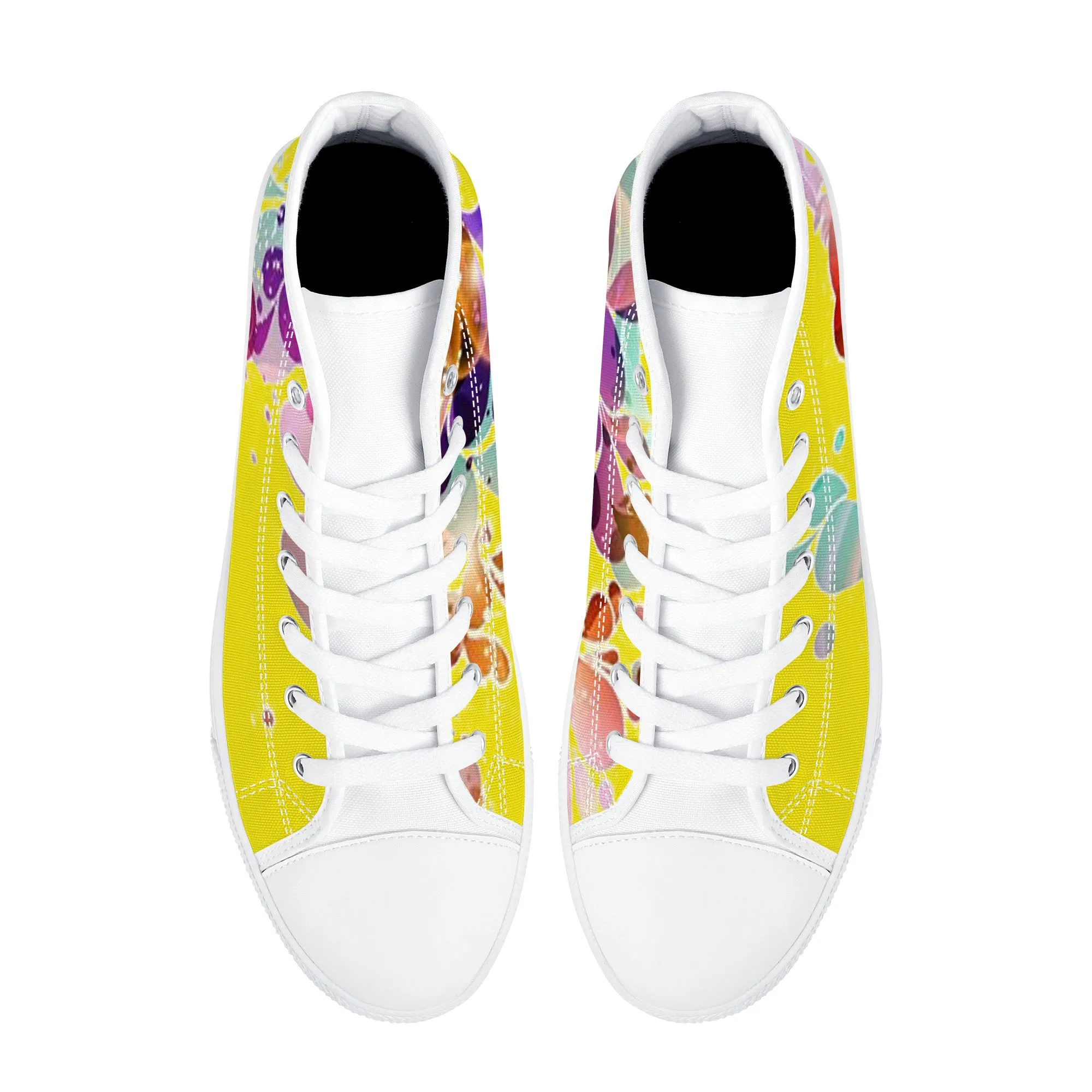 D25 High-Top Canvas Shoes - White  and flower design