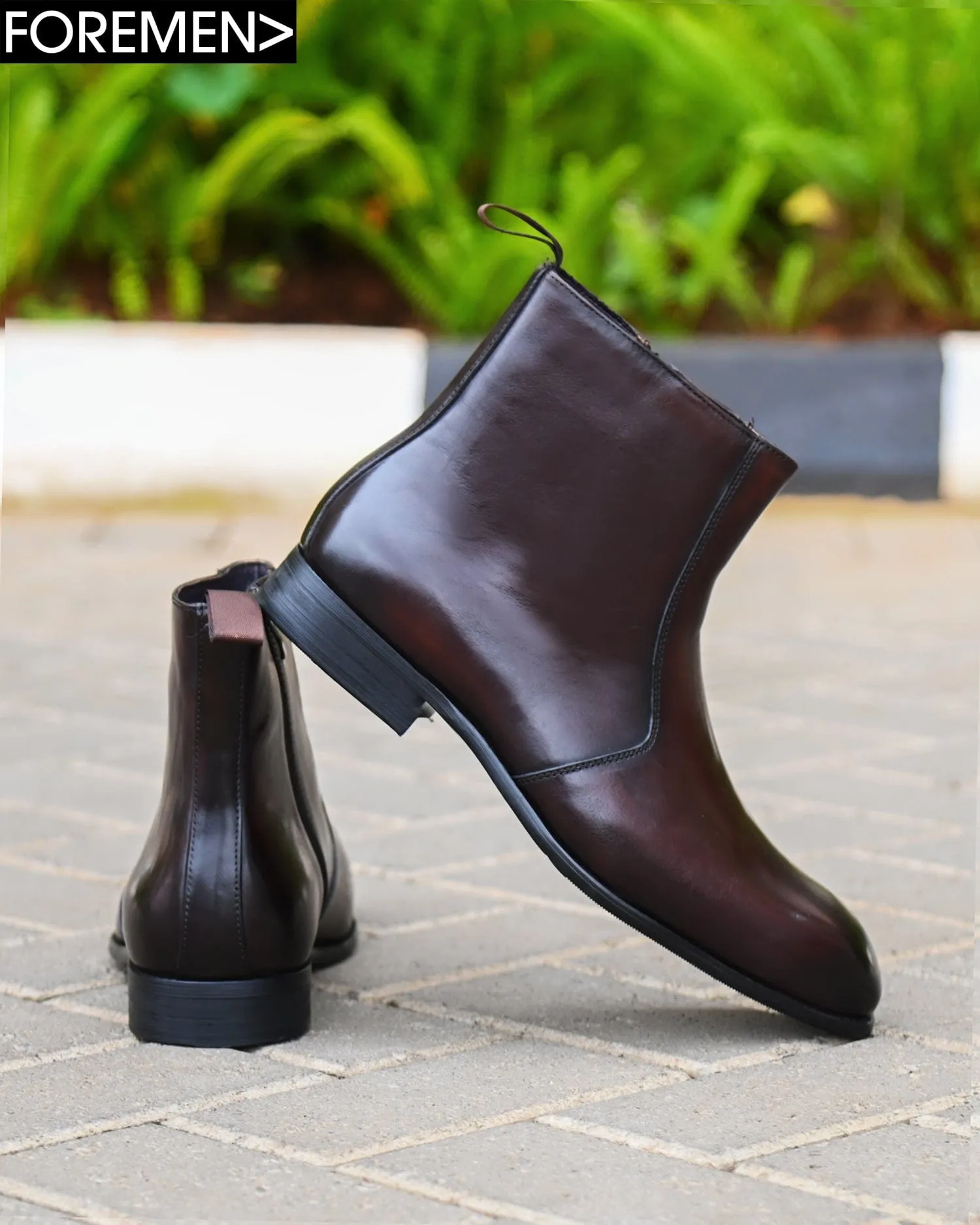 DIABLO | Coffee Zipper Chelsea boots