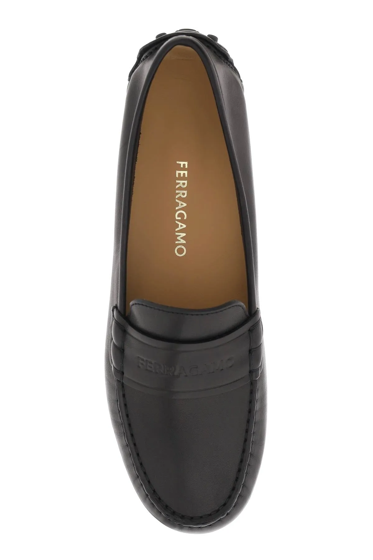 embossed logo loafers