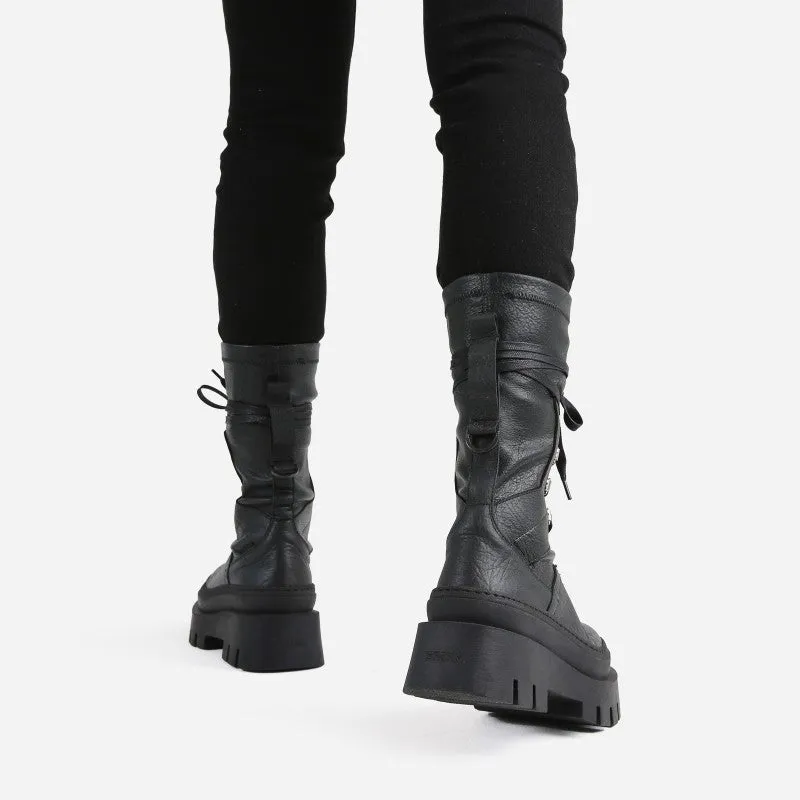 Evi Ann Black Biker Boots