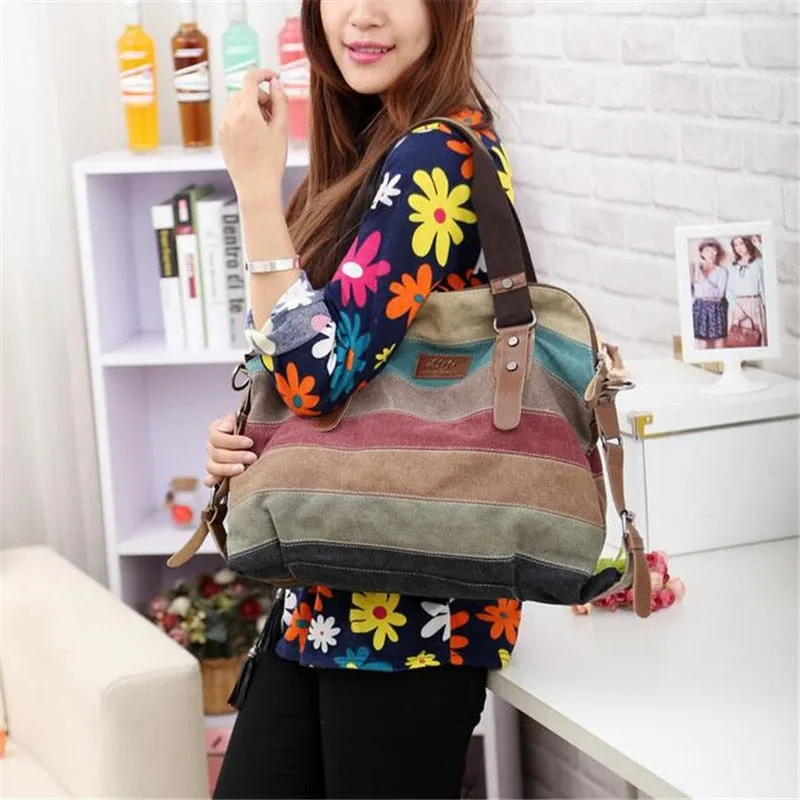 Famous Brand Women Canvas Shoulder Casual Beach Bag