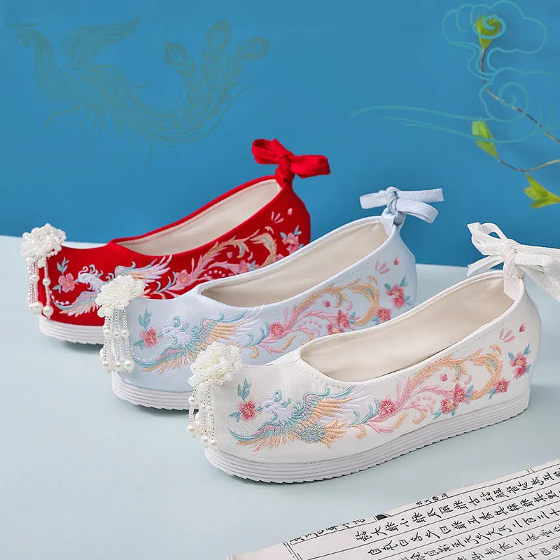 For Han Chinese Clothing Pearl Jacquard Antique Canvas Shoes