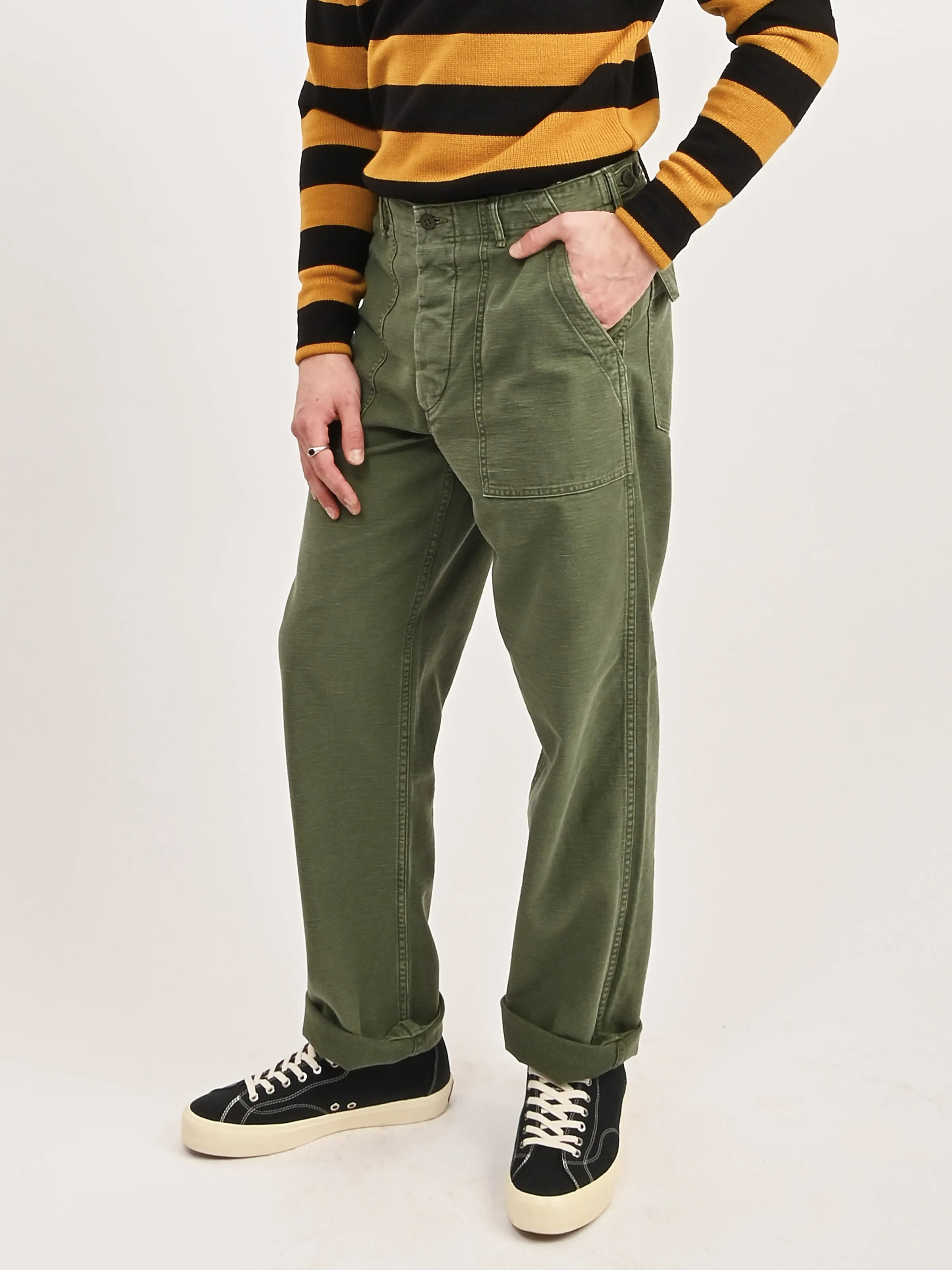 Green Used Wash U.S. Army Fatigue Pants