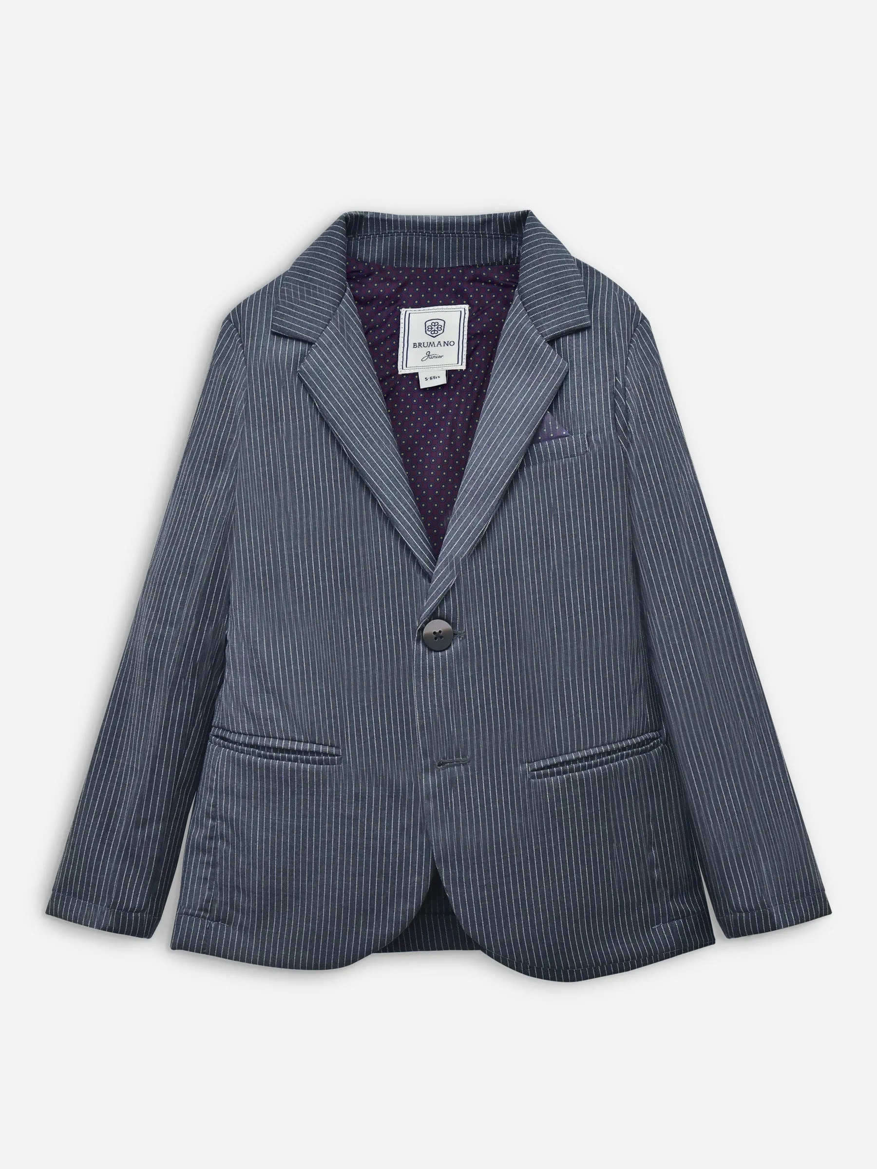 Grey Striped Kids Formal Blazer