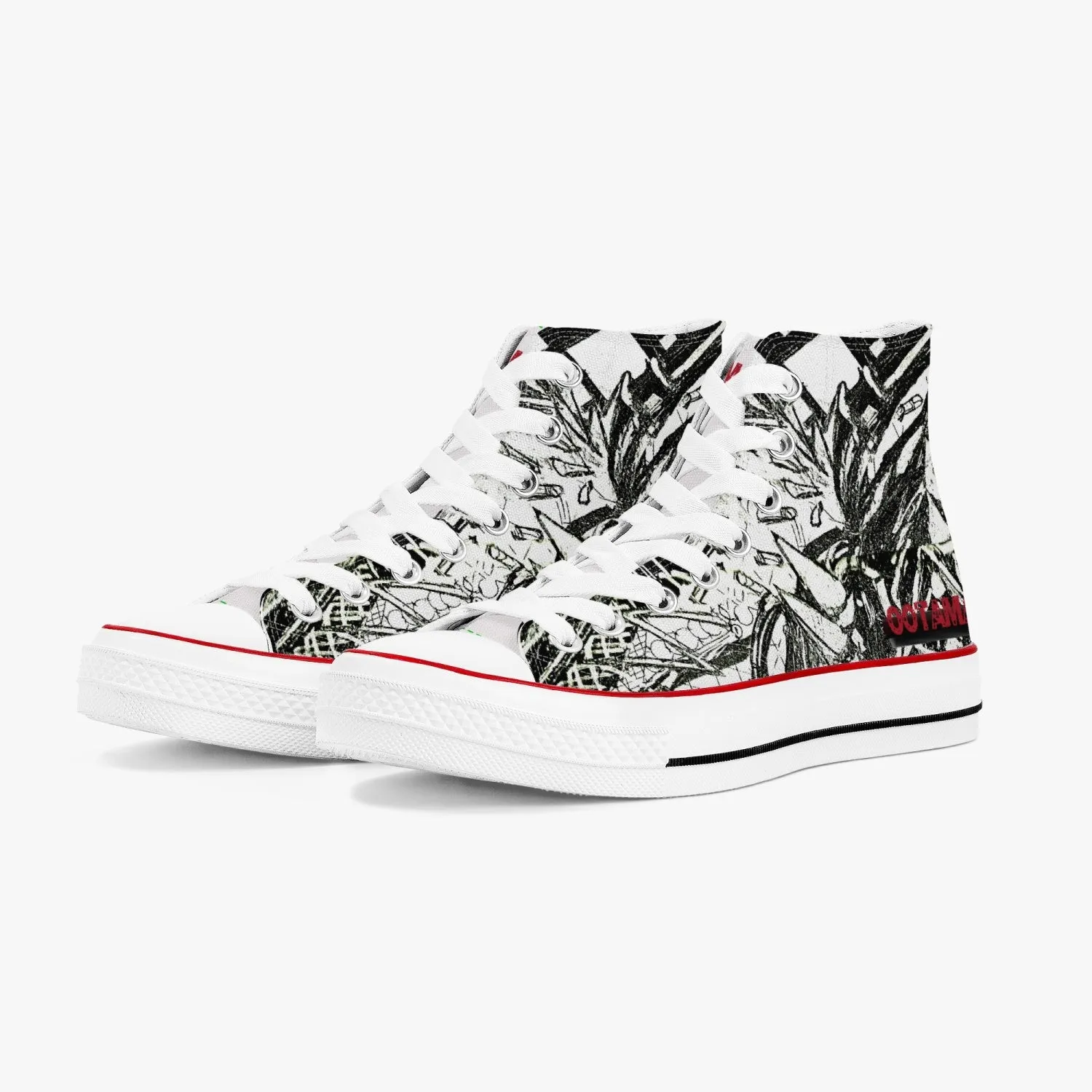 High-Top Canvas Shoes -Black Drawing II