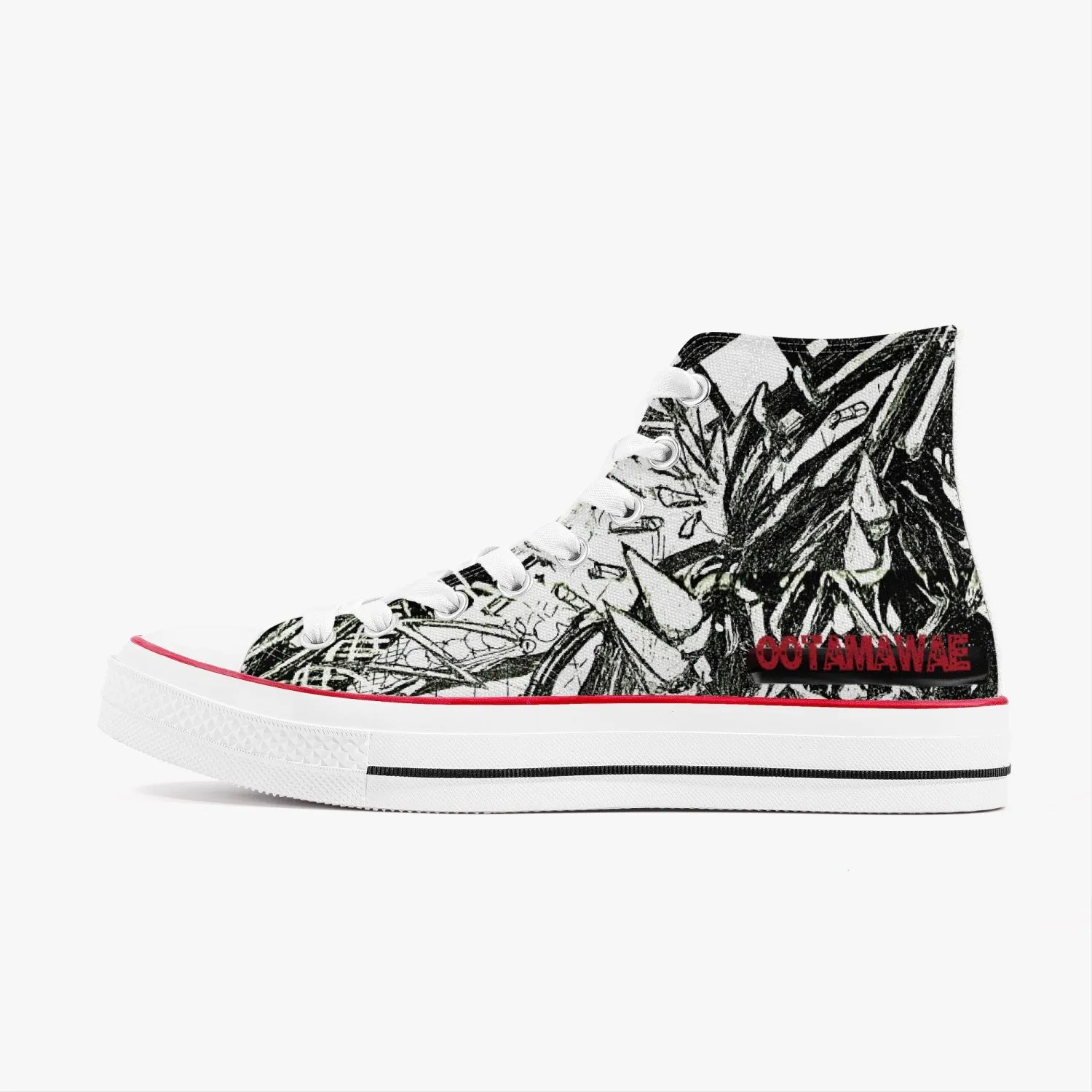 High-Top Canvas Shoes -Black Drawing II