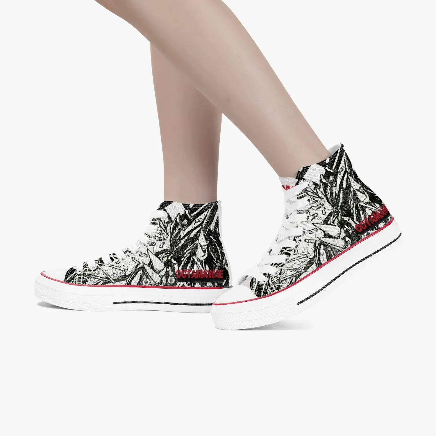 High-Top Canvas Shoes -Black Drawing II