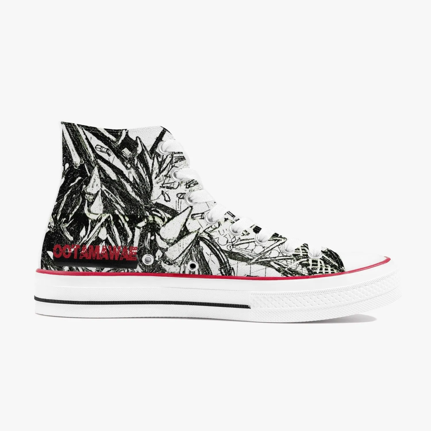 High-Top Canvas Shoes -Black Drawing II