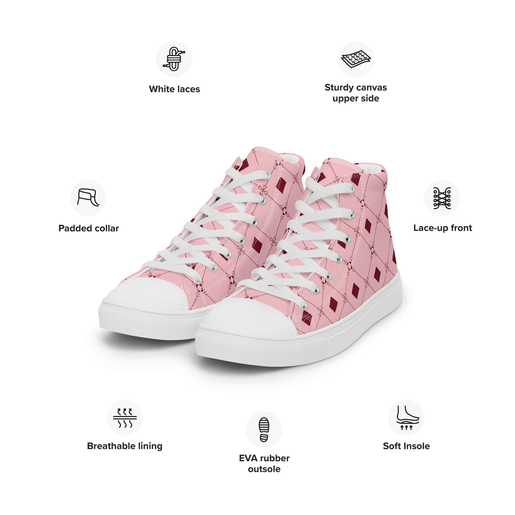 High Top Sneaker Women with Pink Lady Pattern - Emma