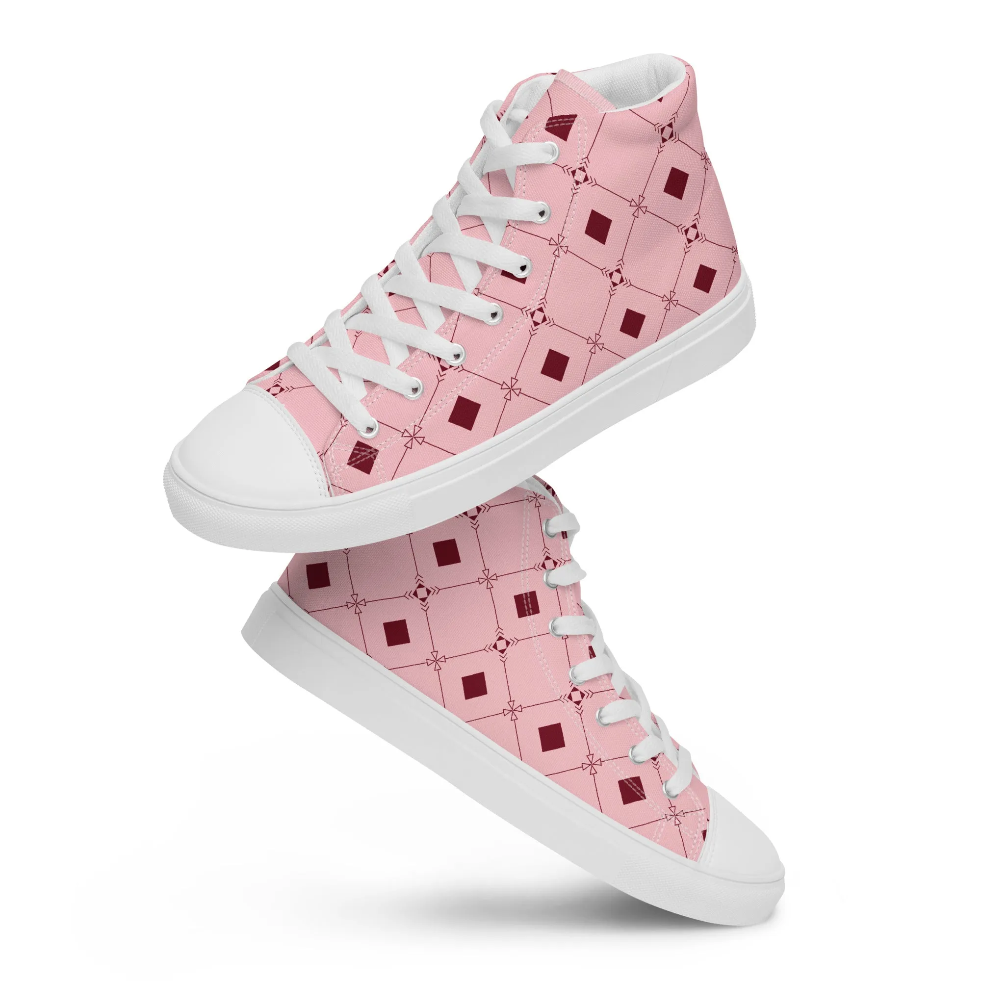 High Top Sneaker Women with Pink Lady Pattern - Emma