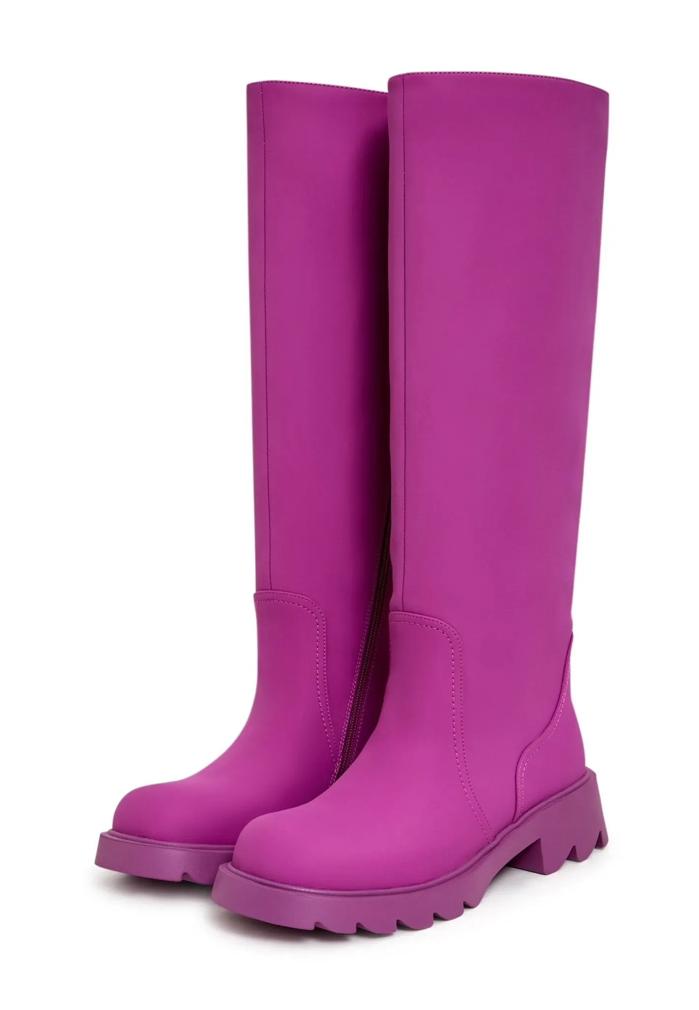 Knee-High Chunky Sole Boots - Pink