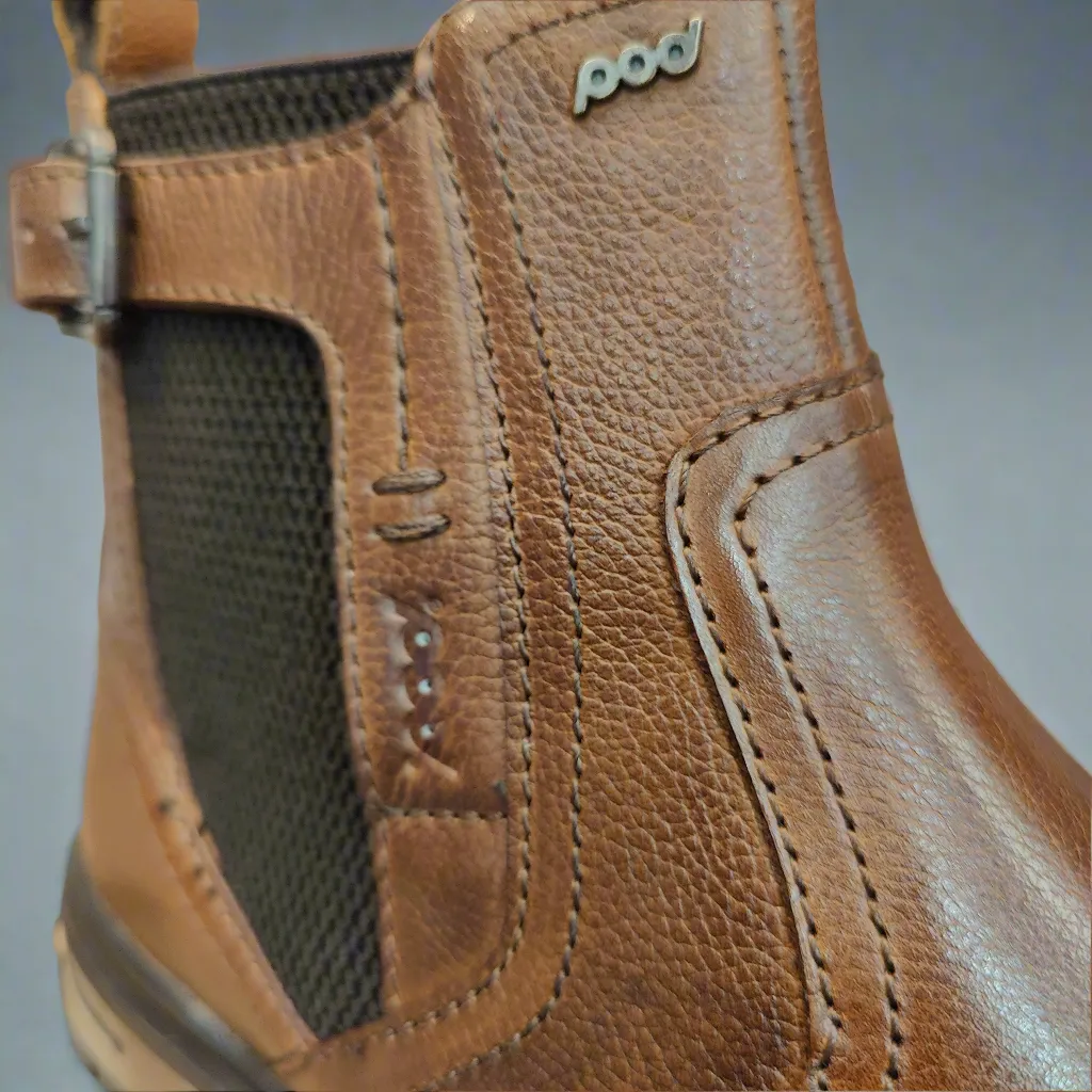 Mens POD Boots Brown Chelsea Dealer Zip Apollo Square Toe