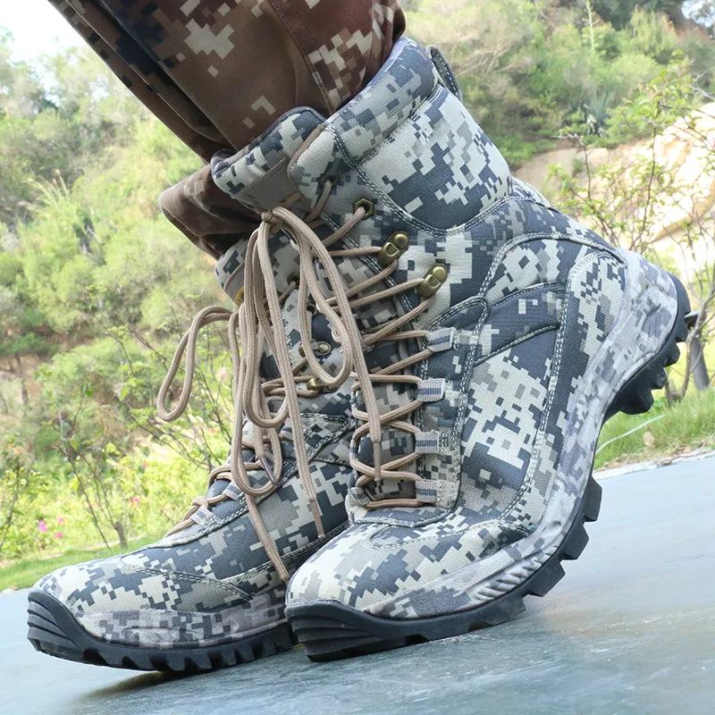 Men’s Side Zip Outdoor Training Camouflage Army Boots | 002