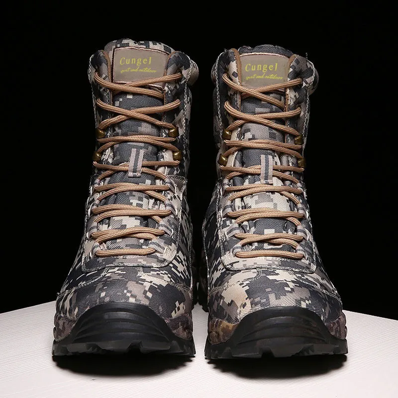 Men’s Side Zip Outdoor Training Camouflage Army Boots | 002