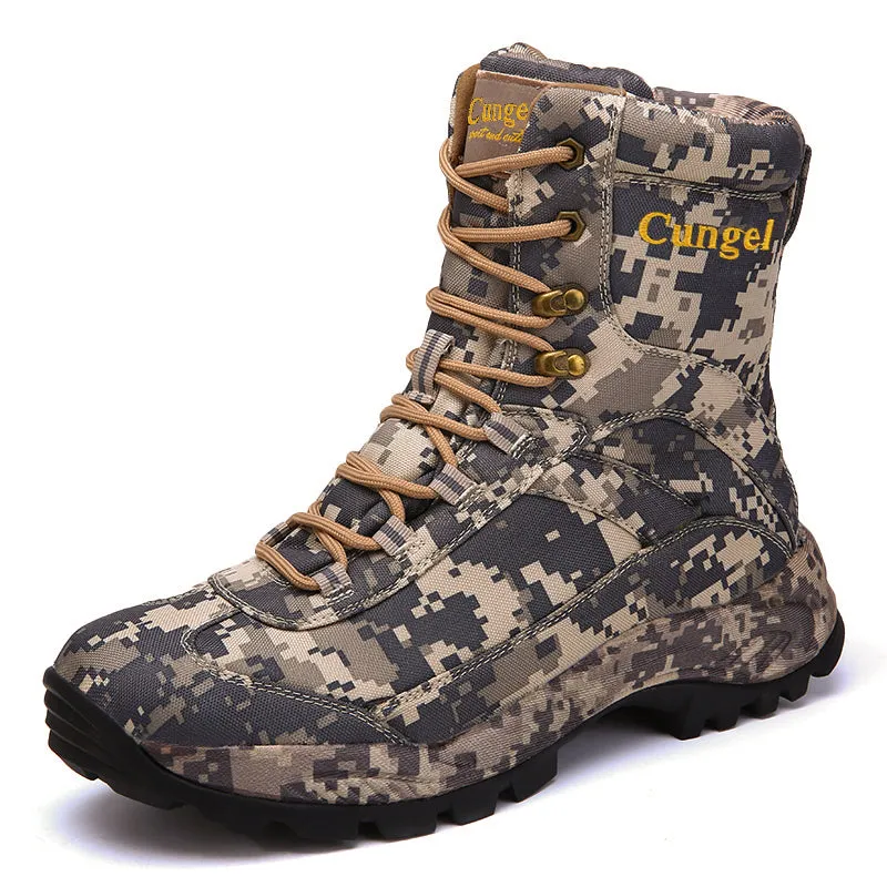 Men’s Side Zip Outdoor Training Camouflage Army Boots | 002