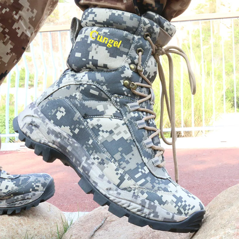 Men’s Side Zip Outdoor Training Camouflage Army Boots | 002