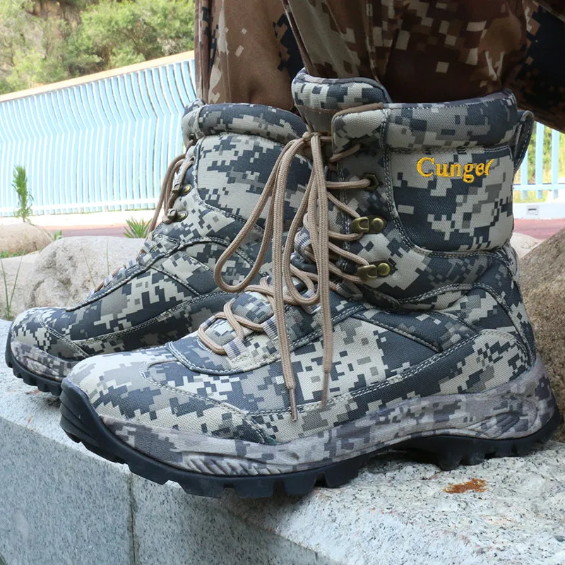 Men’s Side Zip Outdoor Training Camouflage Army Boots | 002