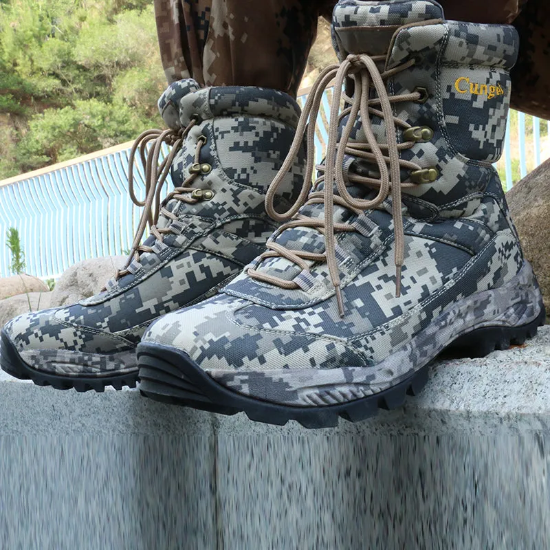 Men’s Side Zip Outdoor Training Camouflage Army Boots | 002